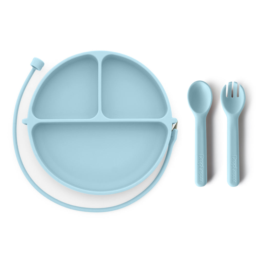 DropLess Plate® Mealtime Set – Suction Plate with Spoon & Fork