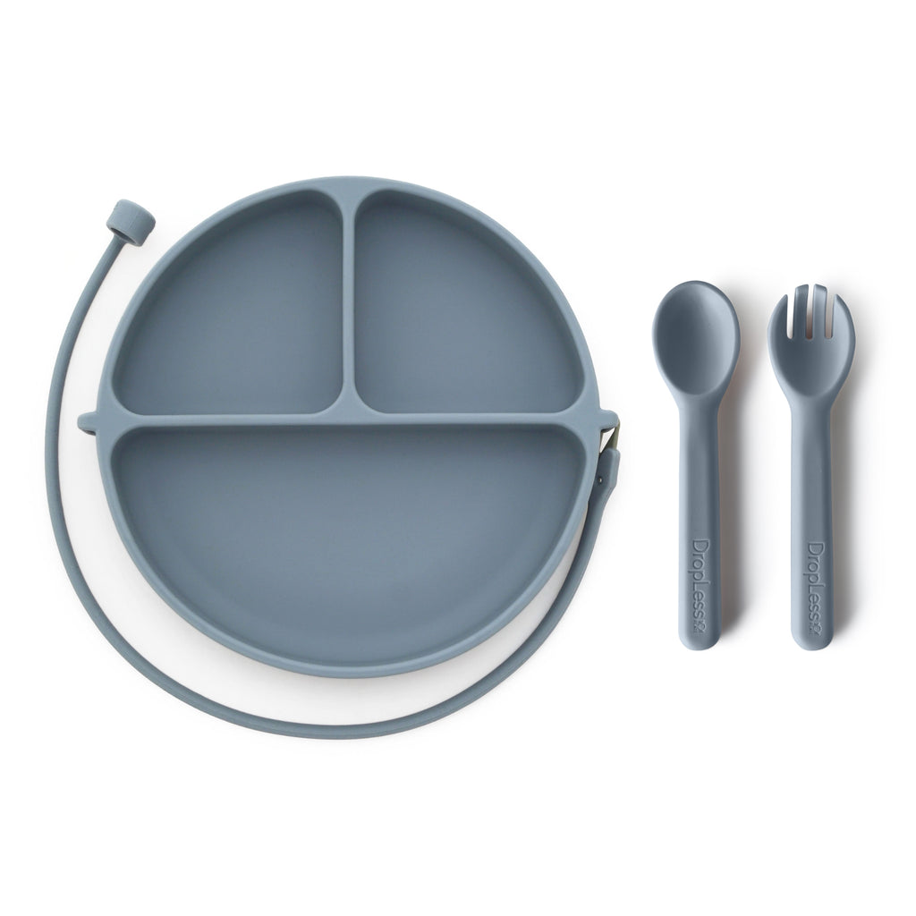 DropLess Plate® Mealtime Set – Suction Plate with Spoon & Fork