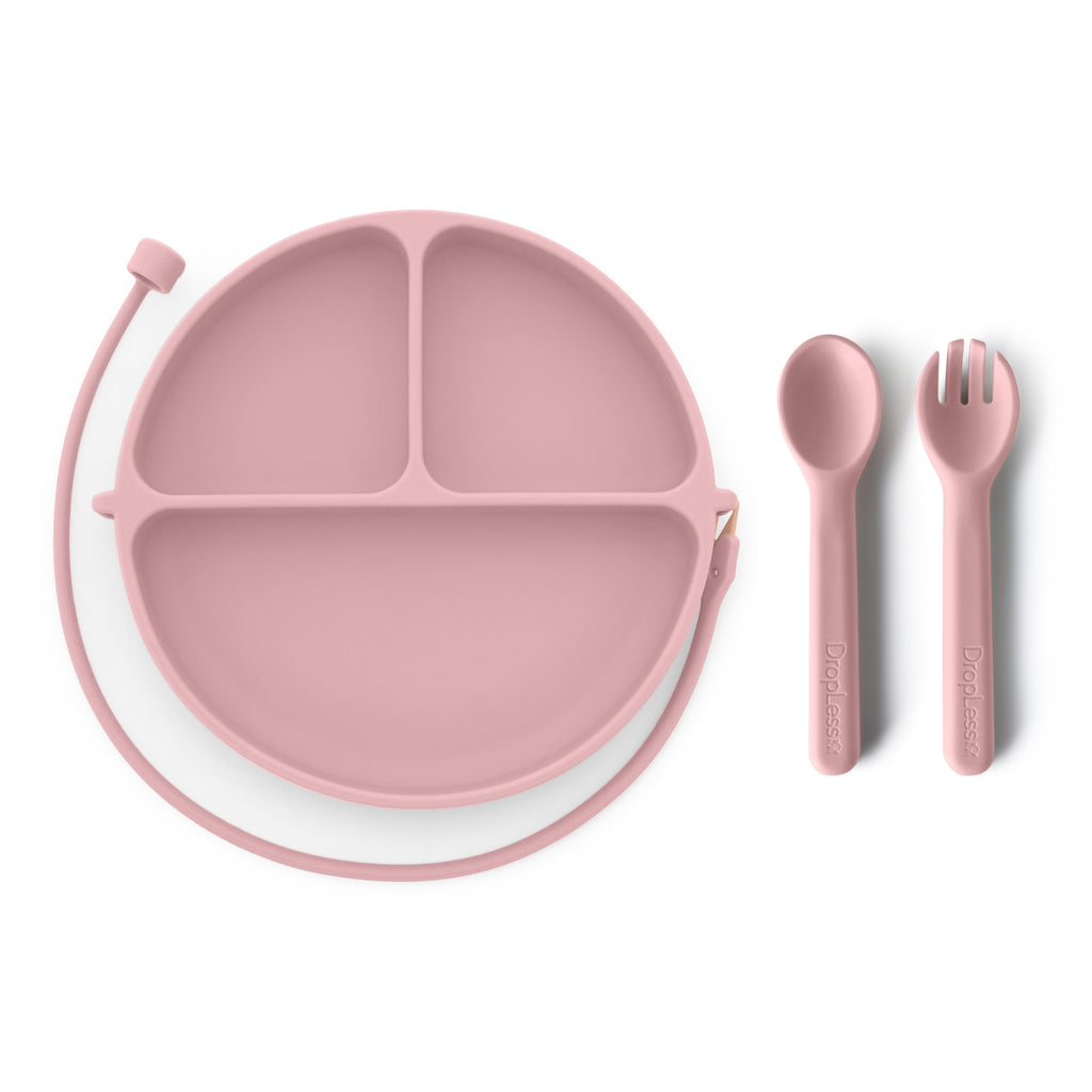 DropLess Plate® Mealtime Set – Suction Plate with Spoon & Fork